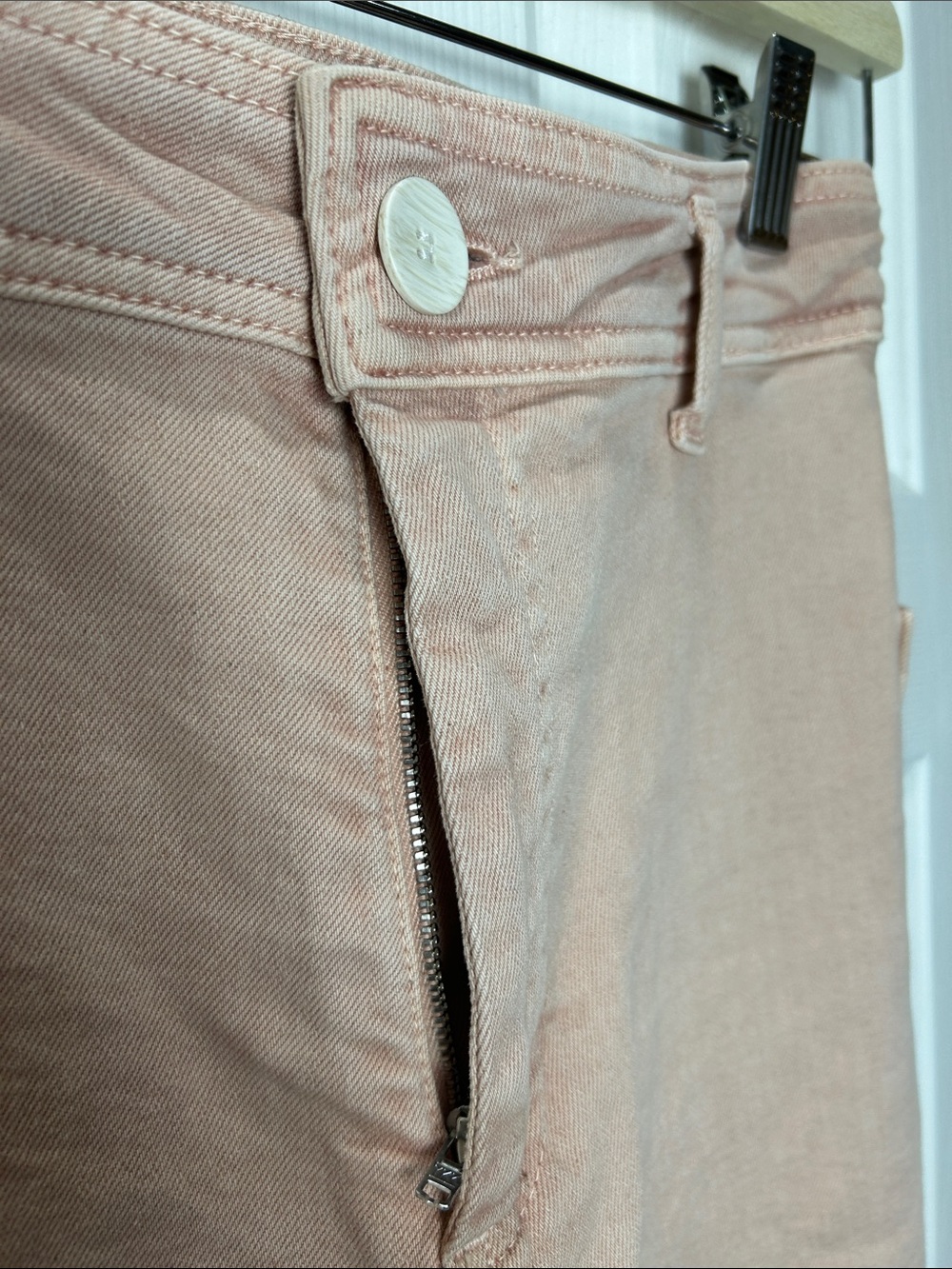 ZARA The Marine Straight High Rise Wide Leg Crop Jeans Pink Size 0 - Picture 7 of 11